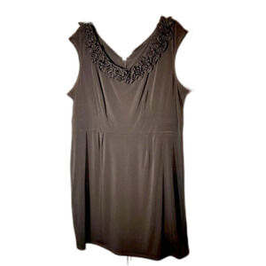 AA Studio black dress with self rosettes around neck size 22 easy travel dress